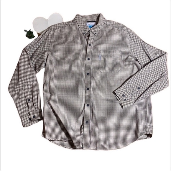 Columbia brown and cream plaid button down shirt - Picture 1 of 6